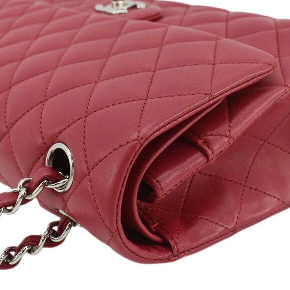 Chanel Classic Double Flap Medium Quilted Leather Shoulder Bag Fuchsia Pink - Picture 7 of 12